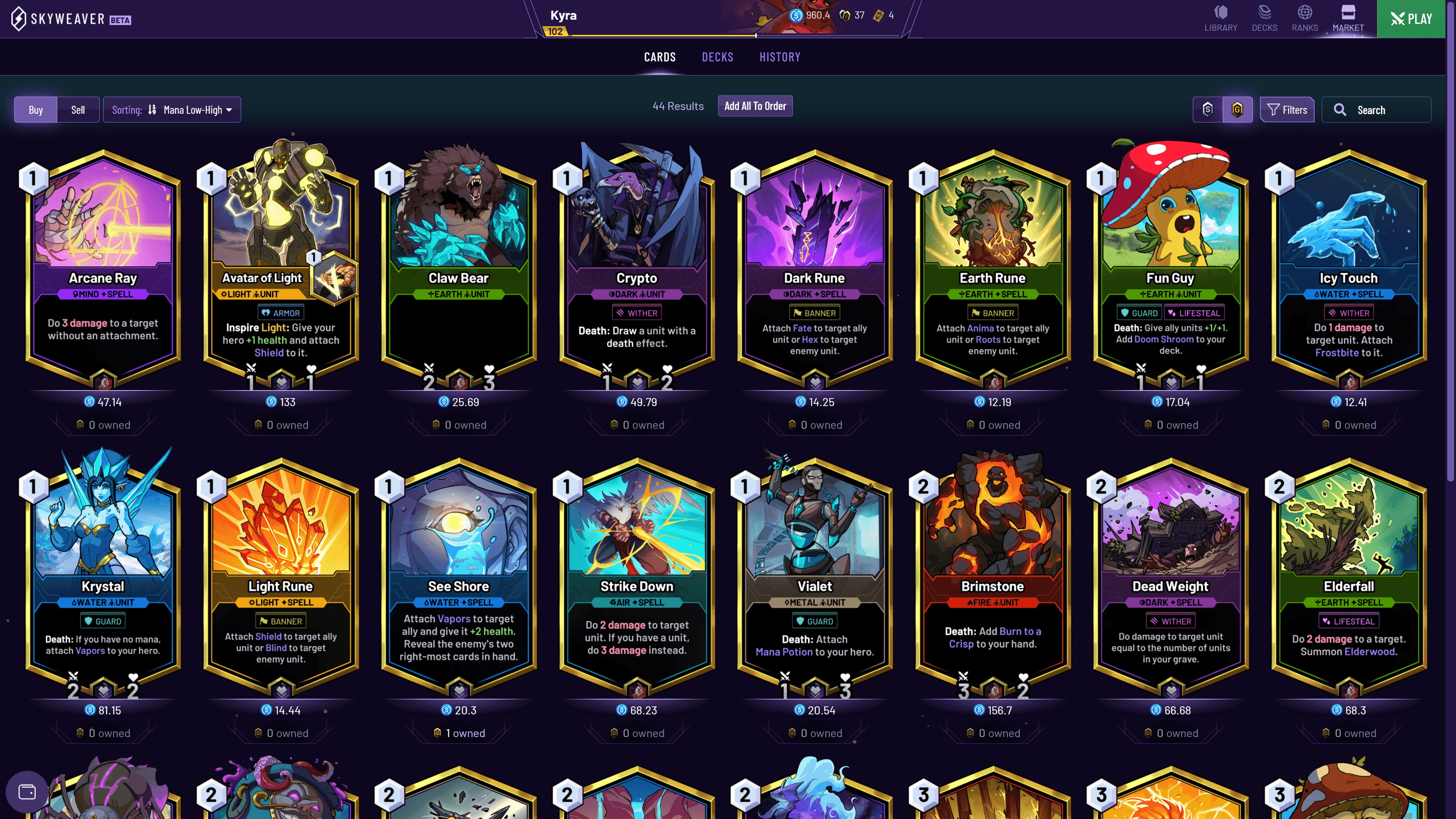 Unlock cards as you progress