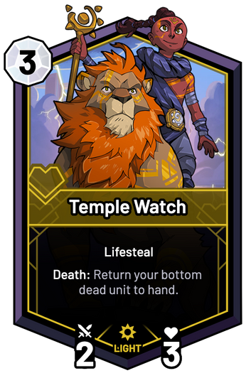 Temple Watch - Death: Return your bottom dead unit to hand.