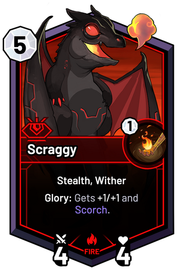 Scraggy - Glory: Gets +1/+1 and Scorch.