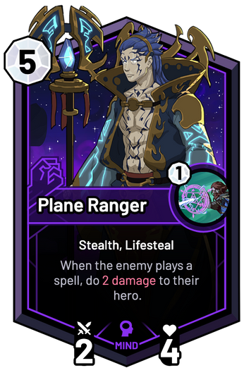 Plane Ranger - When the enemy plays a spell, do 2 Damage to their hero.