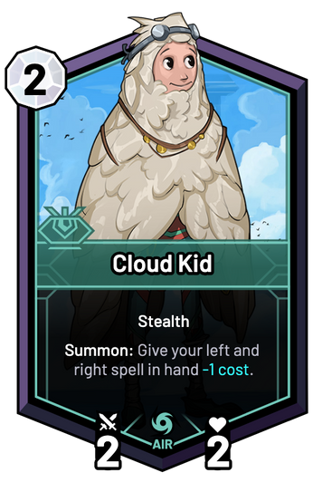 Cloud Kid - Summon: Give your left and right spell in hand -1c.