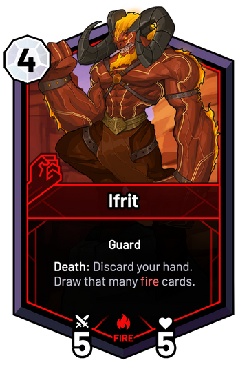 Ifrit - Death: Discard your hand. Draw that many fire cards.