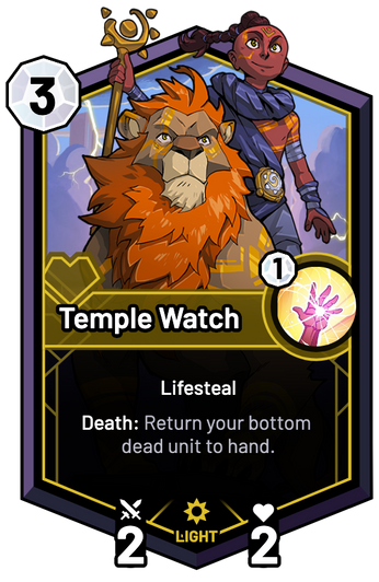 Temple Watch - Death: Return your bottom dead unit to hand.