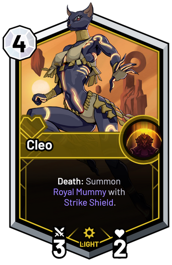 Cleo - Death: Summon Royal Mummy with Strike Shield.