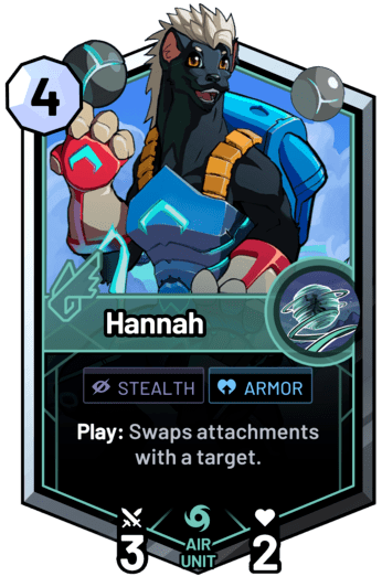 Hannah - Play: Swaps attachments with a target.