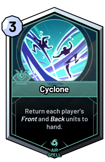Cyclone - Return each player's front and back units to hand.