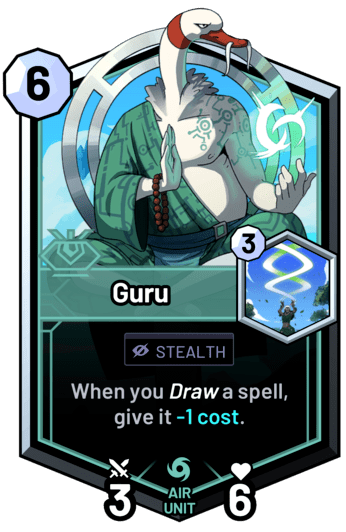 Guru - When you draw a spell, give it -1c.