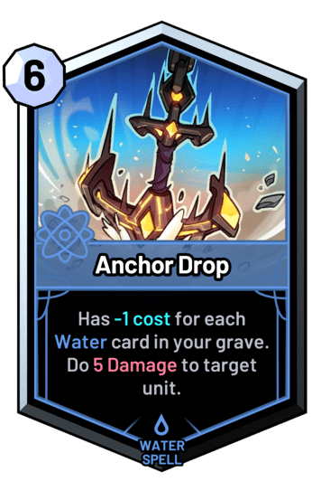 Anchor Drop - Has -1c for each water card in your grave. Do 5 Damage to target unit.