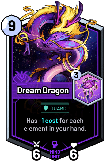 Dream Dragon - Has -1c for each element in your hand.