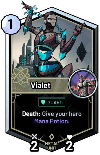 Vialet - Death: Give your hero Mana Potion.