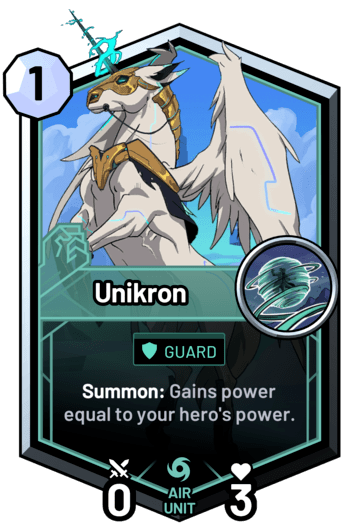 Unikron - Summon: Gains power equal to your hero's power.