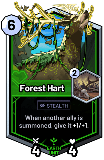 Forest Hart - When another ally is summoned, give it +1/+1.