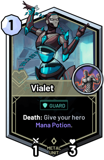 Vialet - Death: Give your hero Mana Potion.